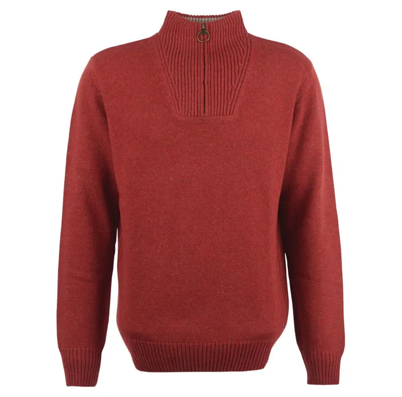 Barbour Nelson Essential Half Zip Jumper Brick Red